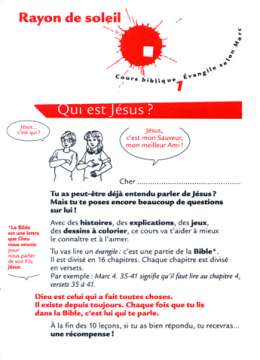 Cours biblique un rayon de soleil