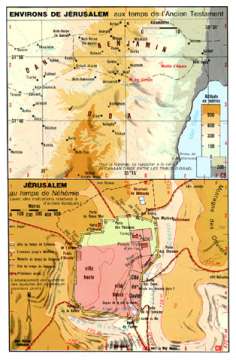 Carte murale: Environs de Jérusalem au temps de l'Ancien Testament